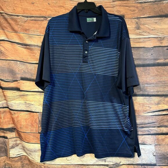 Ben Hogan Performance Men's Polo Shirt Blue Striped Short Sleeve Golf Top XXL - Picture 1 of 7